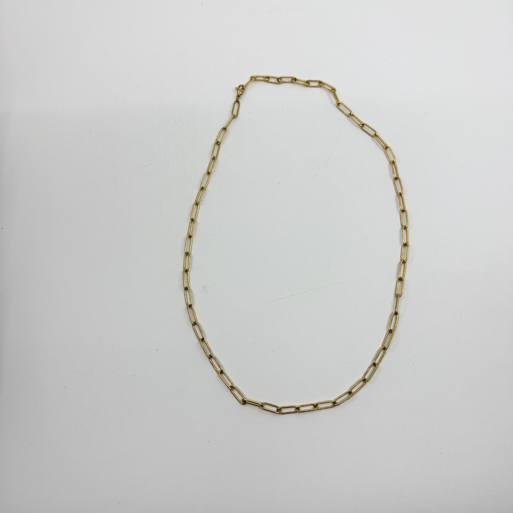 Minimalist Gold Tone Paperclip Chain Necklace - Dainty Layering Jewelry - Picture 9 of 11